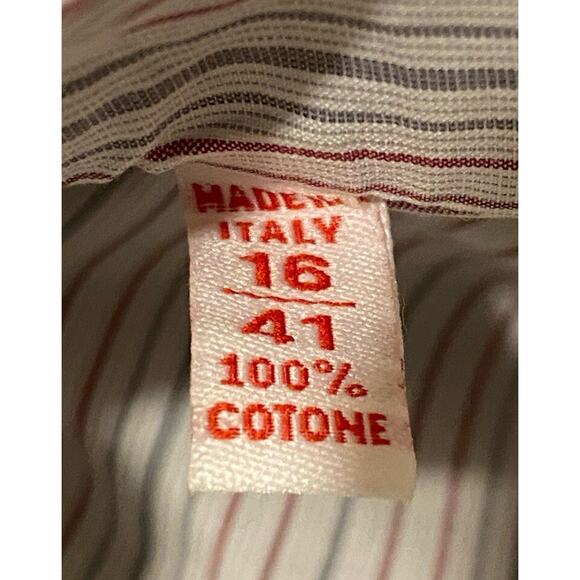 Isaia Napoli Dress Shirt Men 16 / 41 White Striped HANDMADE in ITALY EUC $675 - Picture 7 of 8